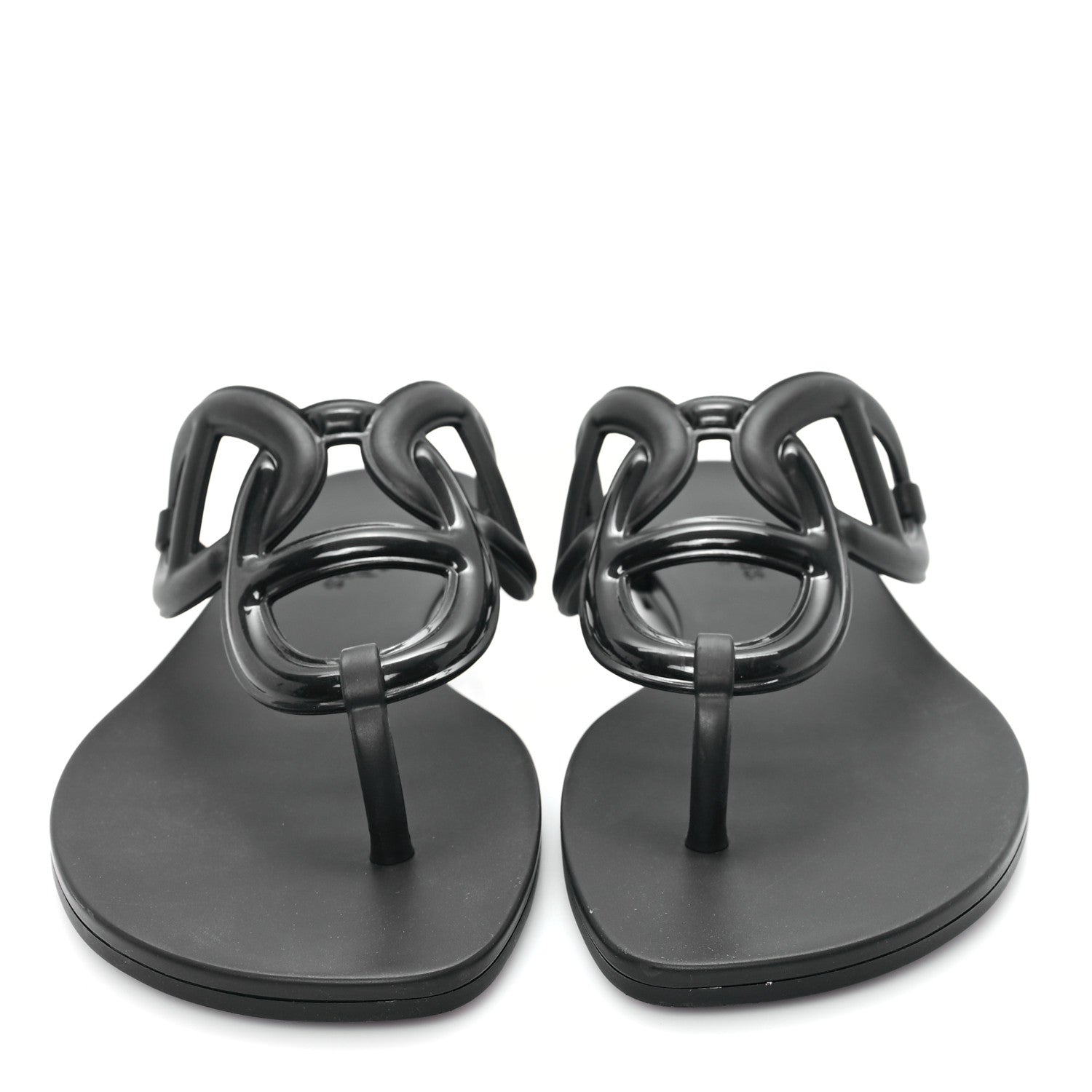 Hermes Rubber Womens Egerie Sandals 38 Black 2 of 10