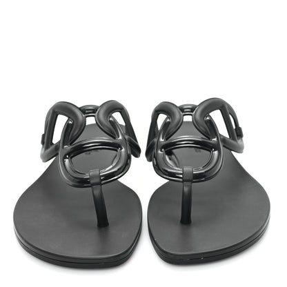 Hermes Rubber Womens Egerie Sandals 38 Black 2 of 10