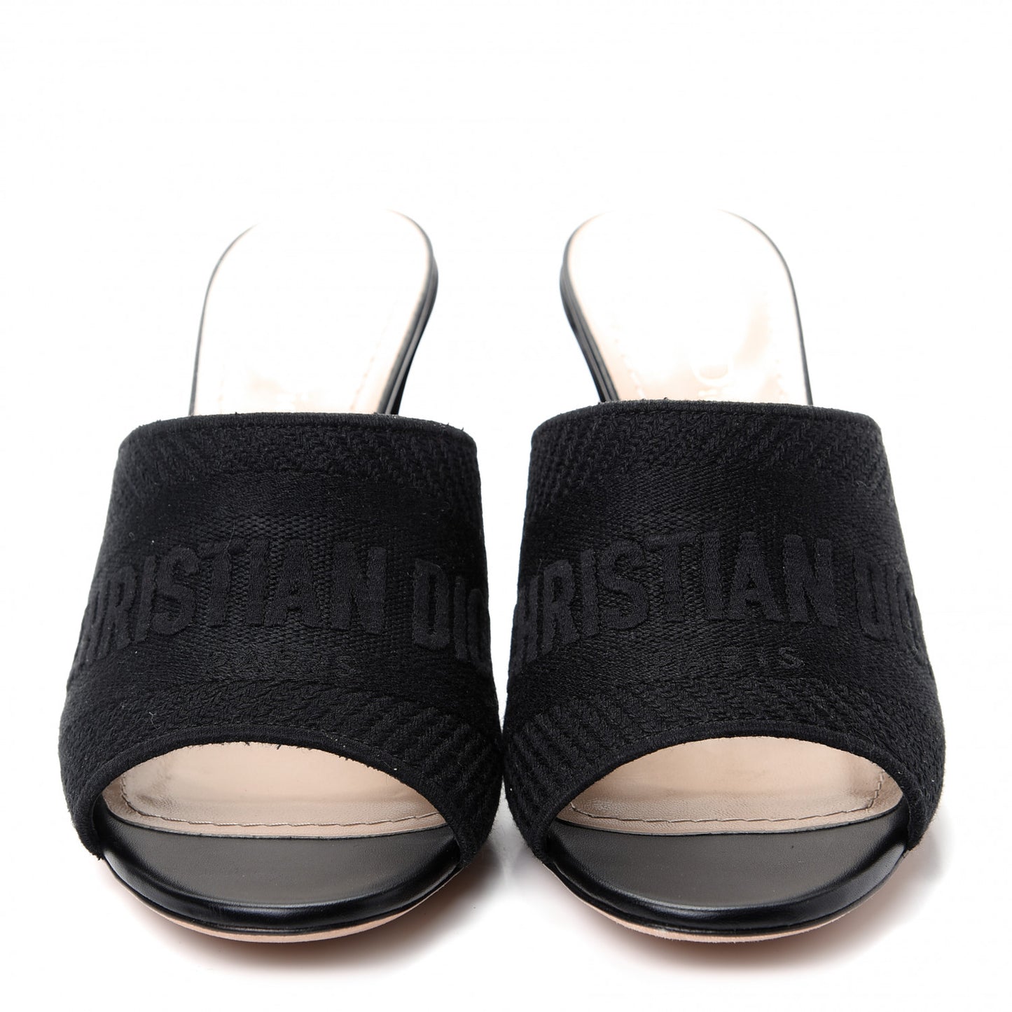 Cotton Embroidered Dway 85mm Slide Sandals 37.5 Black