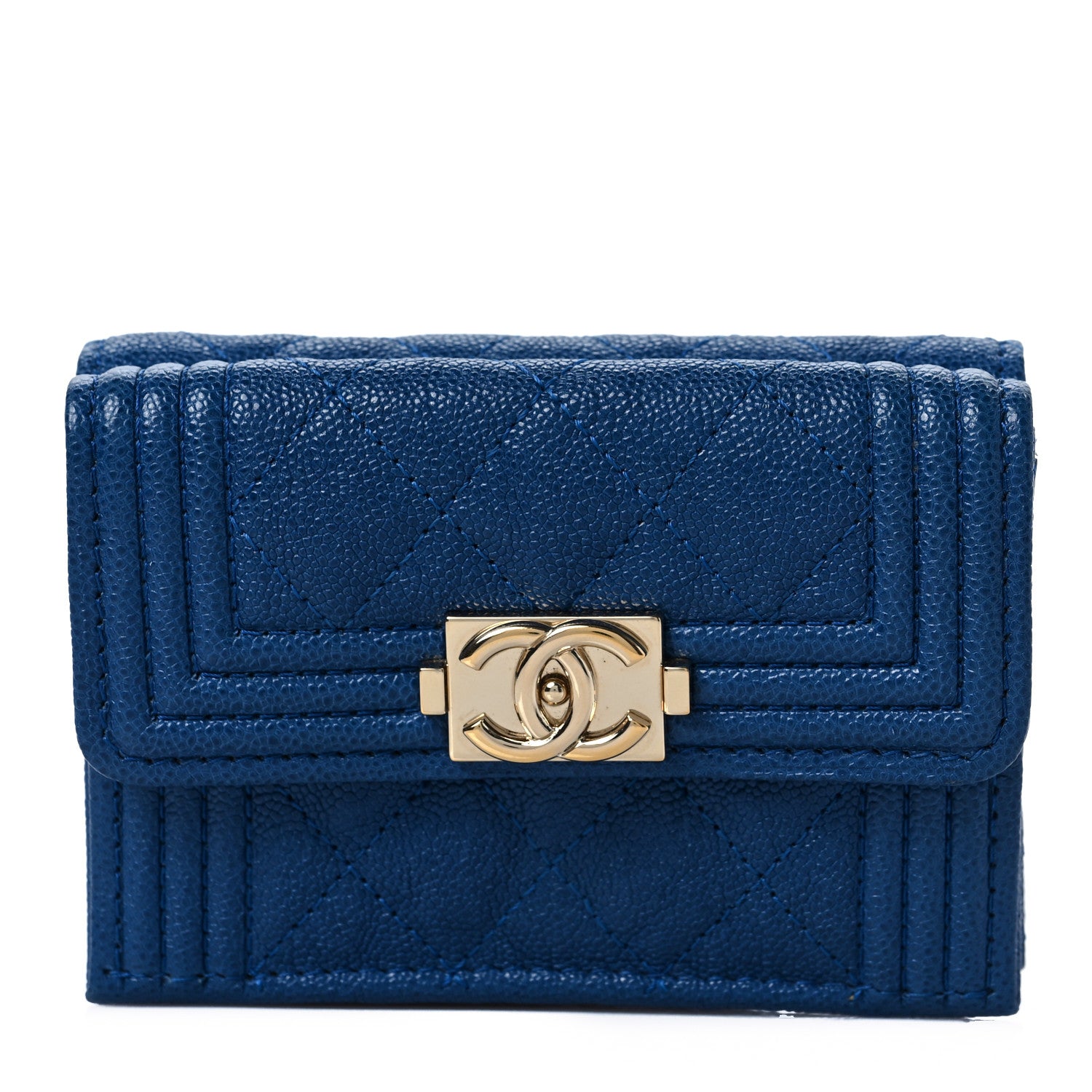 Chanel Caviar Quilted Small Boy Flap Wallet Blue 1 of 8