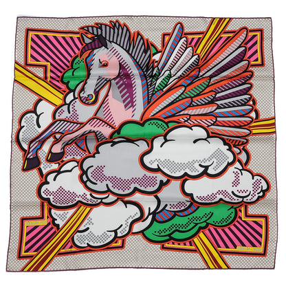 Hermes Silk Pegase Pop Scarf 70 Rose Beige Vert 1 of 7
