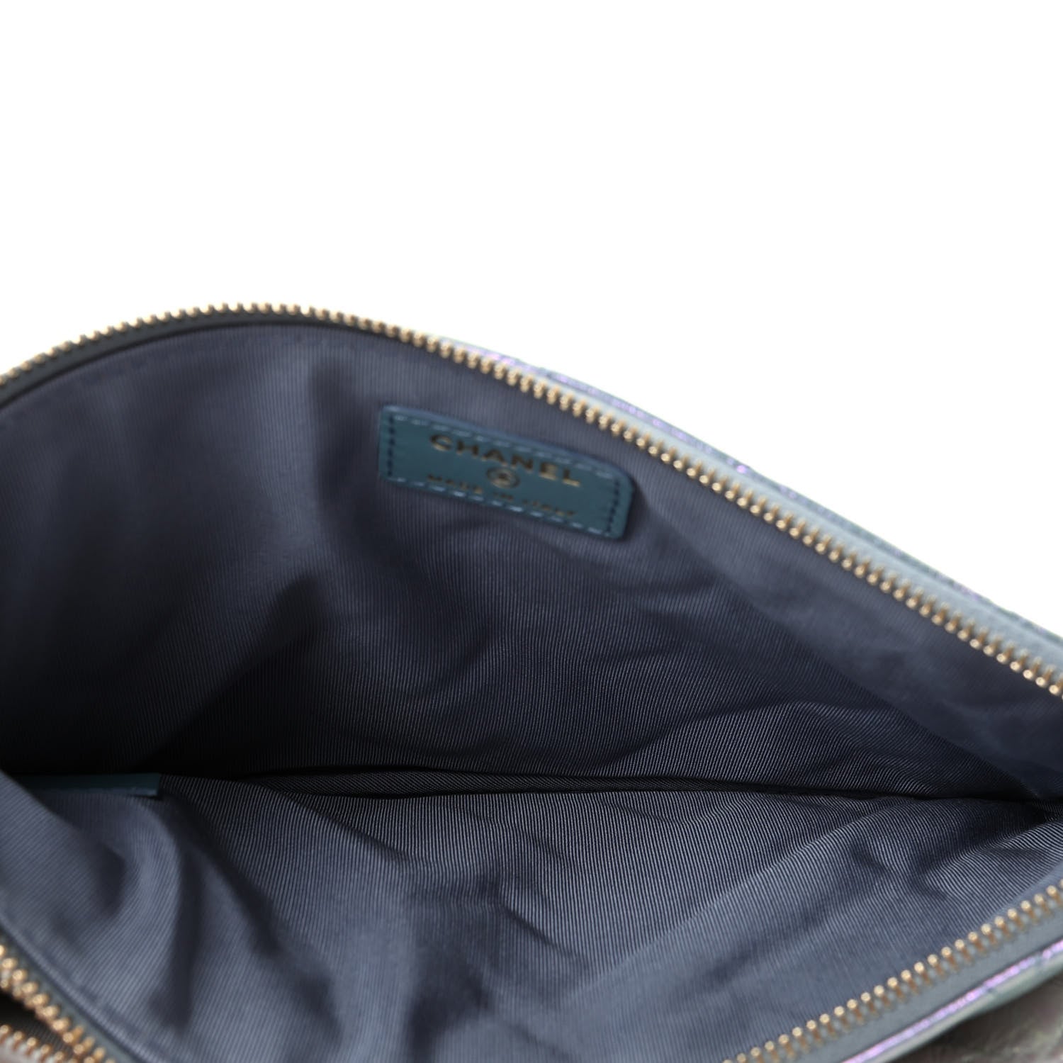 Chanel Iridescent Crumpled Calfskin Trio Cosmetic Case Blue Pink Ivory 6 of 12