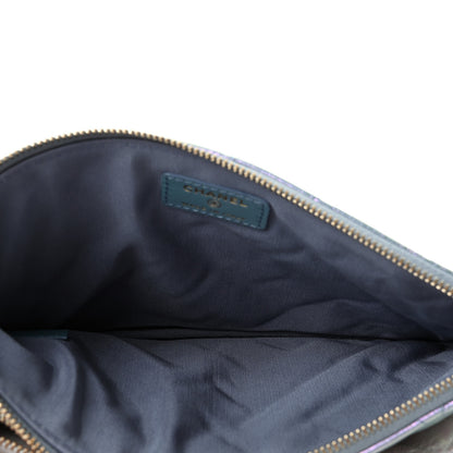Chanel Iridescent Crumpled Calfskin Trio Cosmetic Case Blue Pink Ivory 6 of 12