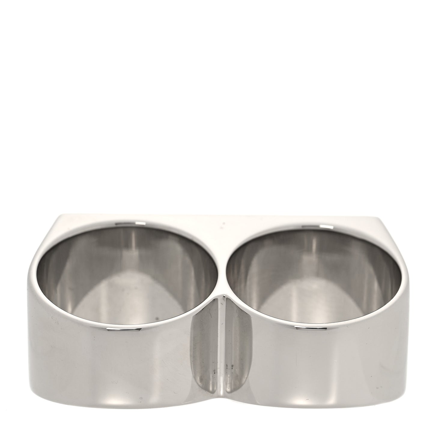 X NIGO Stainless Steel Strass Squared Double Ring L Silver