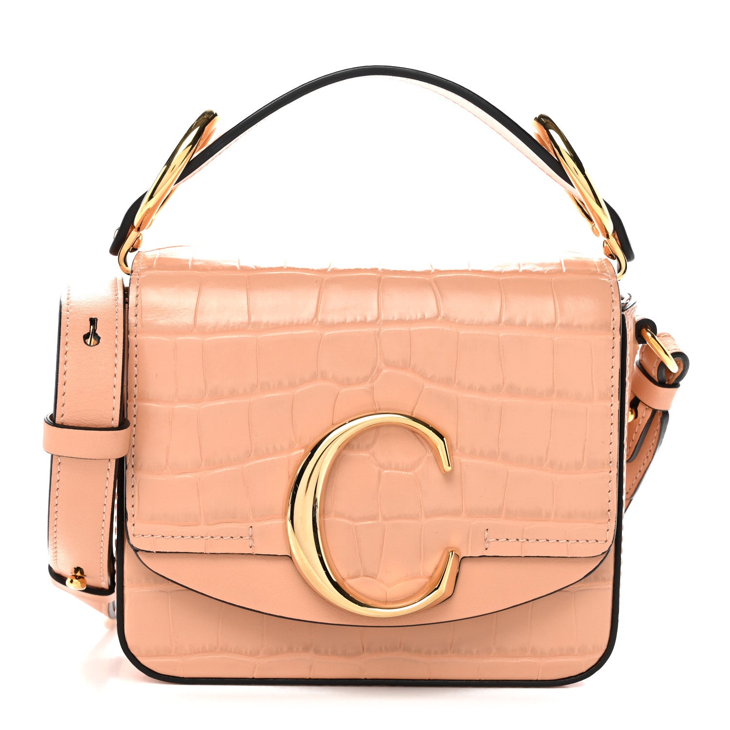 Chloe Calfskin Crocodile Embossed Mini C Double Carry Milky Orange 1 of 10