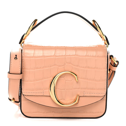 Chloe Calfskin Crocodile Embossed Mini C Double Carry Milky Orange 1 of 10