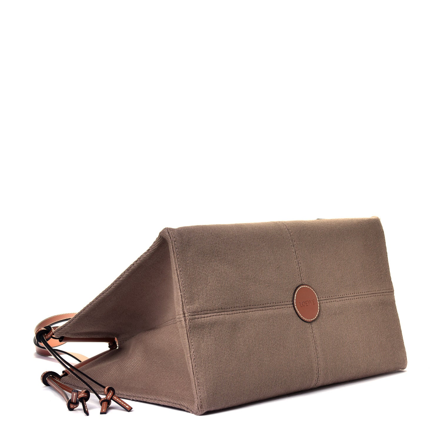 Loewe Canvas Calfskin Cushion Tote Taupe 3 of 5