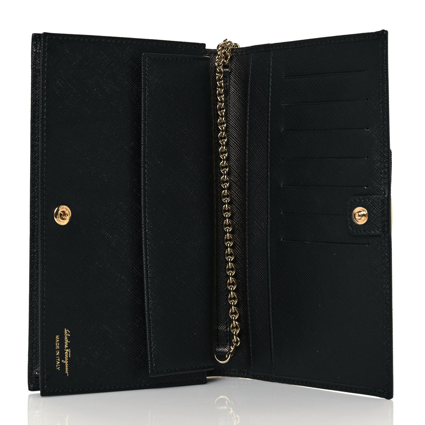 Printed Calfskin Ginny Wallet On Chain Black