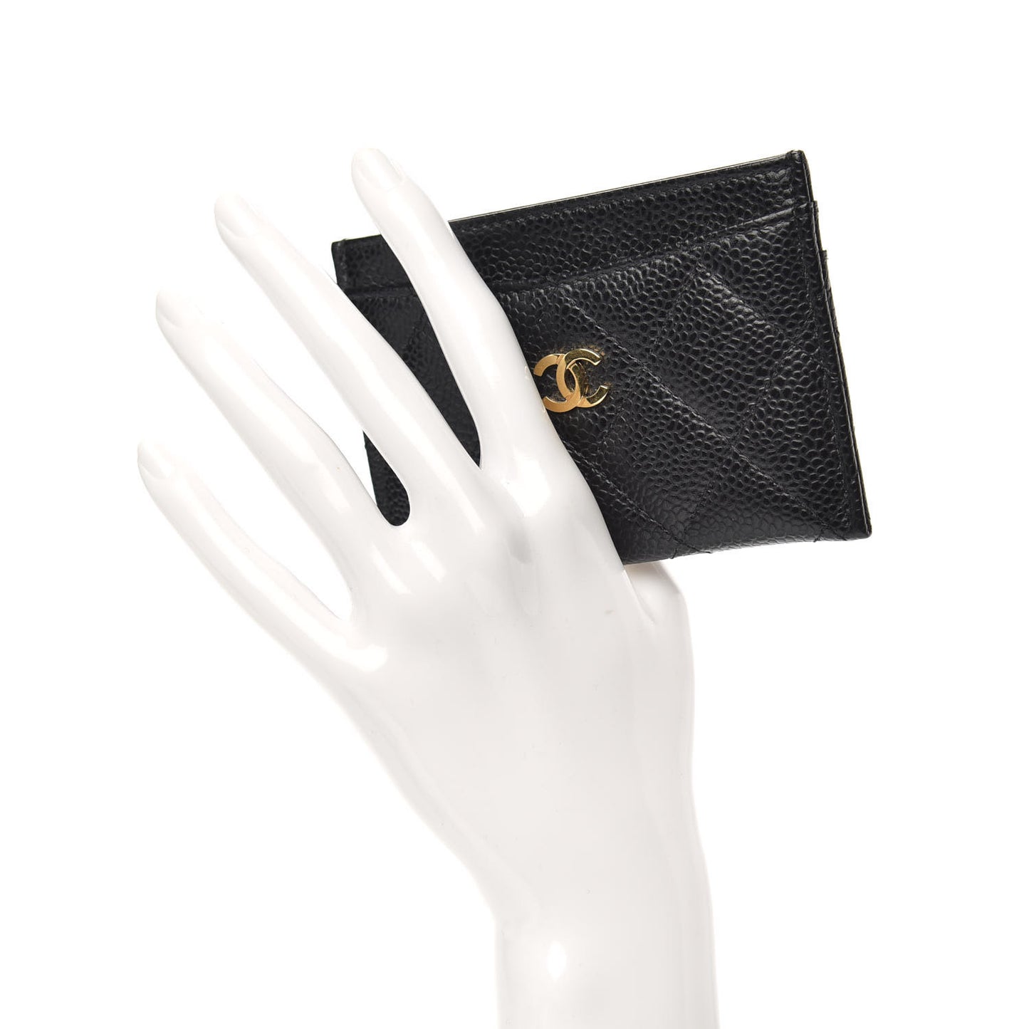 Caviar Quilted Card Holder Black