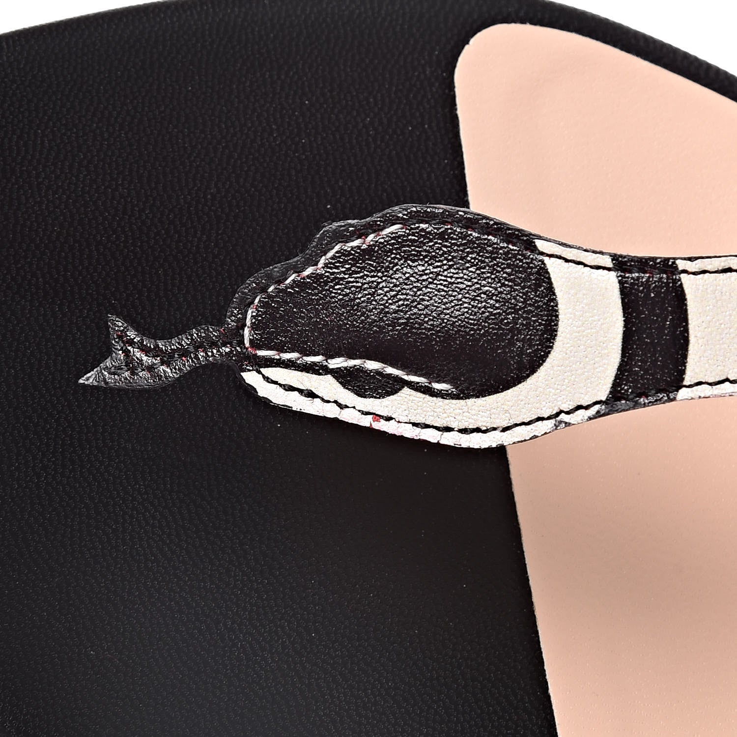 Gucci Calfskin Yoko Snake T-Strap Thong Sandals 38.5 Black 9 of 9