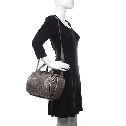 Alexander Wang Metallic Pebbled Lambskin Rockie Carbon Silver Hardware 2 of 13