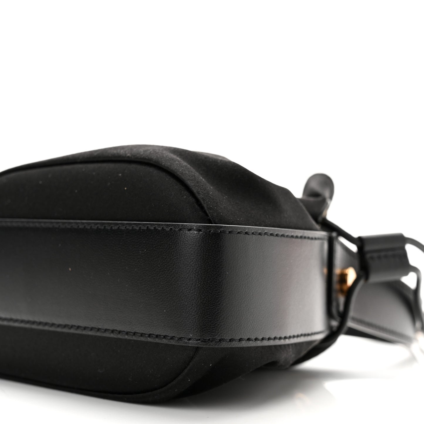 Satin Medusa Drawstring Bucket Bag Black