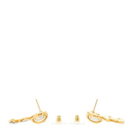 Chanel Pearl Resin CC Drop Earrings Gold Black 3 of 5