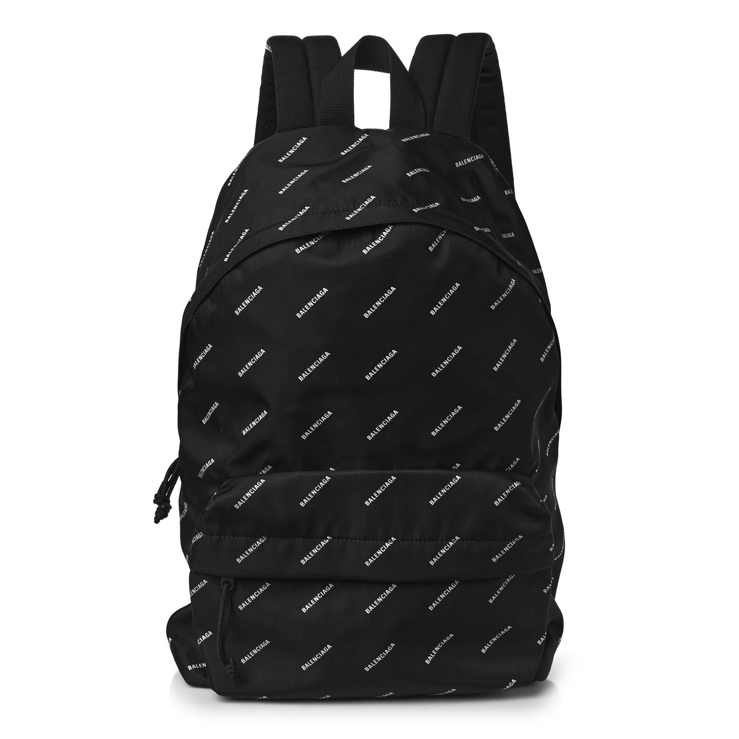 Twill Nylon Allover Logo Print Explorer Backpack Black White