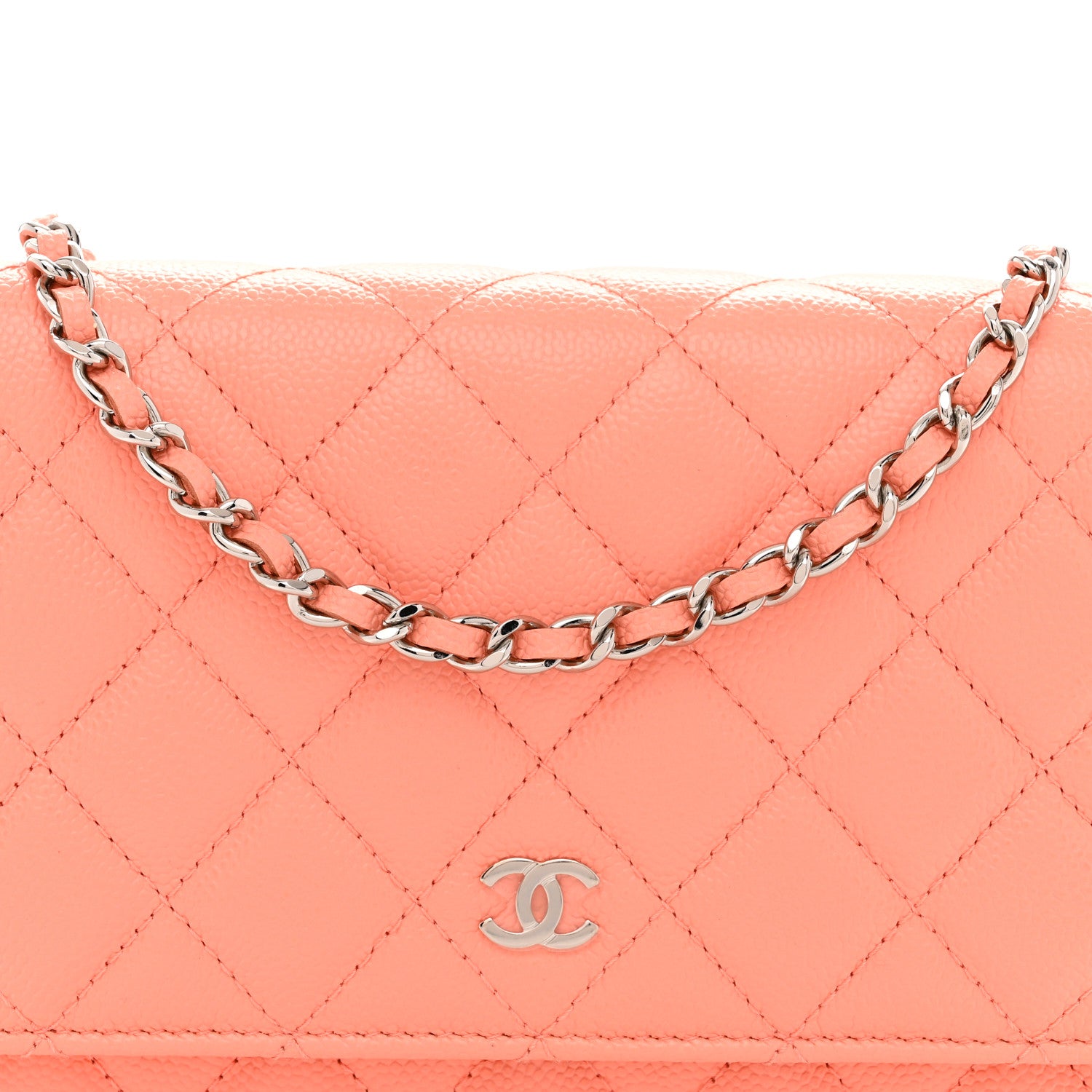 Chanel Caviar Quilted Wallet on Chain WOC Coral 8 of 12