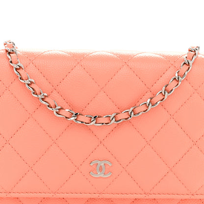 Chanel Caviar Quilted Wallet on Chain WOC Coral 8 of 12