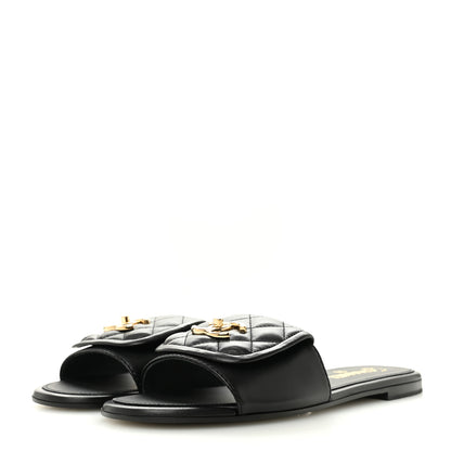 Chanel Lambskin Quilted Turnlock Flat Mules 39 Black 39.5 Black 4 of 10