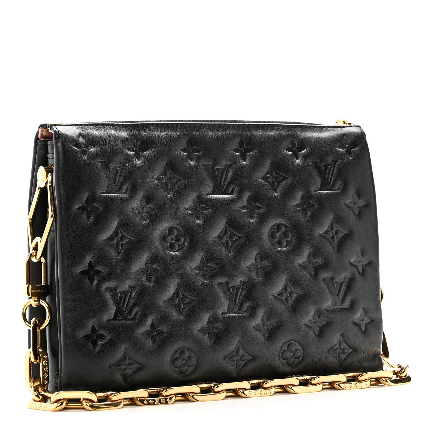 Lambskin Embossed Monogram Coussin PM Black