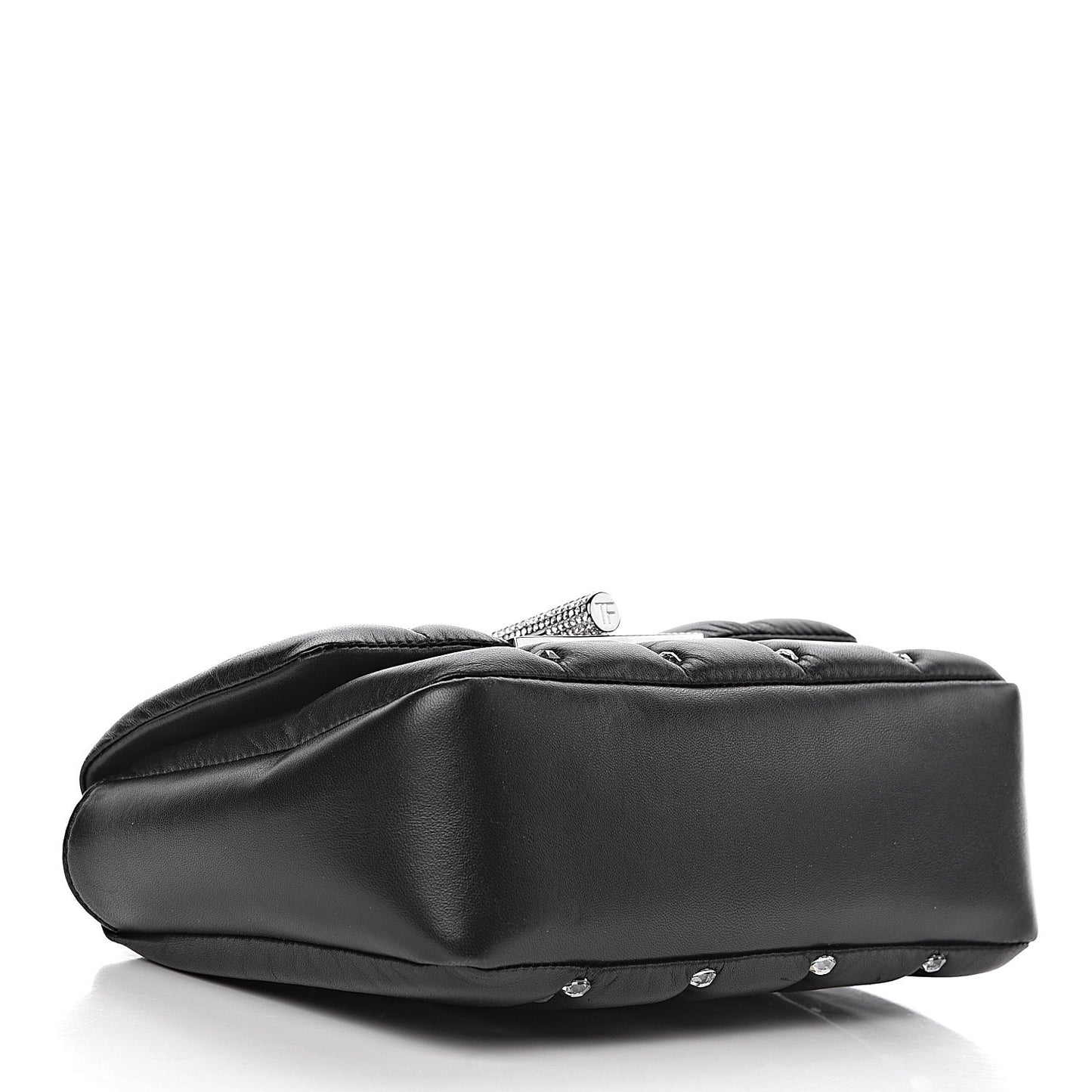Lambskin Quilted Crystal Small Natalia Chain Bag Black