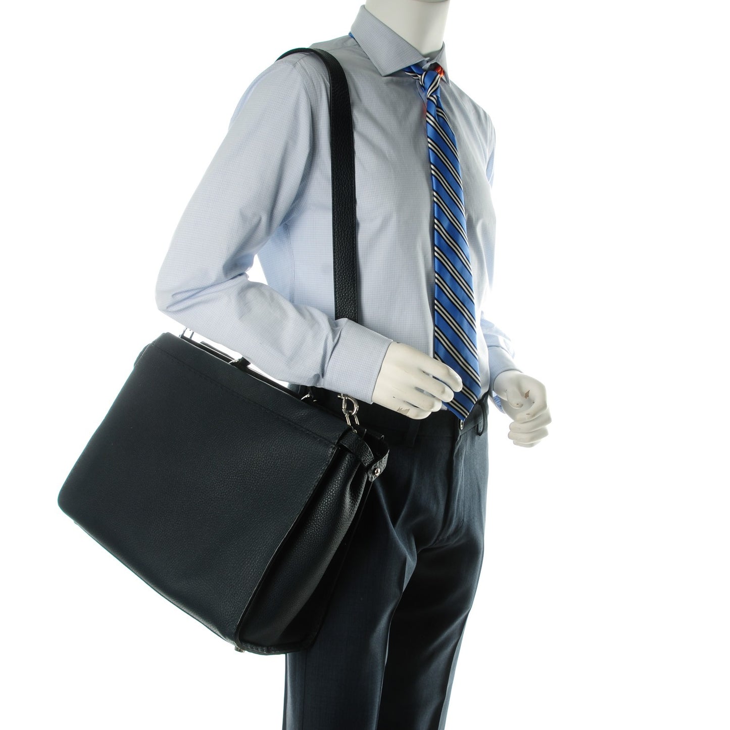 Cuoio Romano Selleria Bi-Color Large Mens Peekaboo Iconic Essential Satchel Lavagna Black