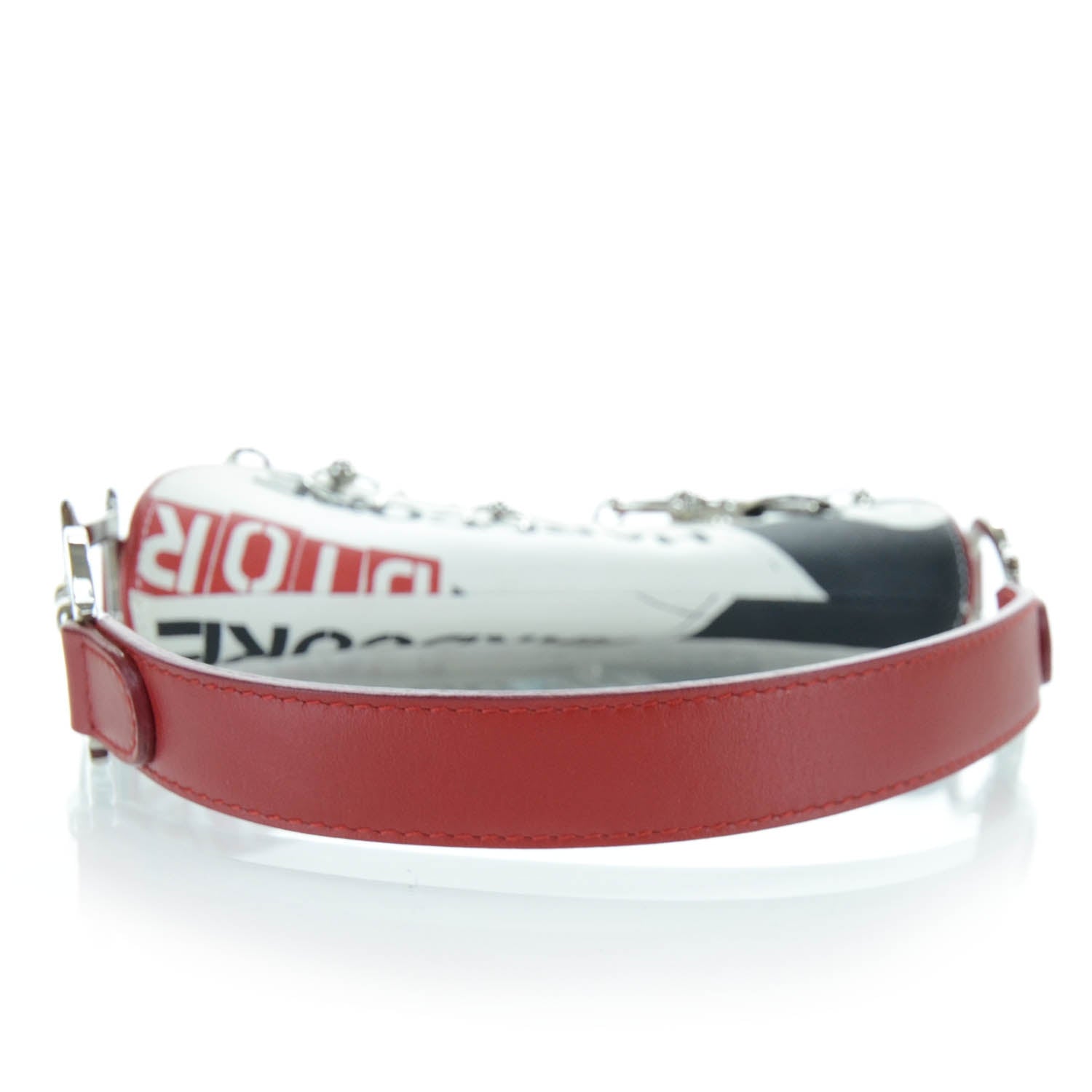 Christian Dior Hardcore Pierced Saddle Bag White Red Black 4 of 9