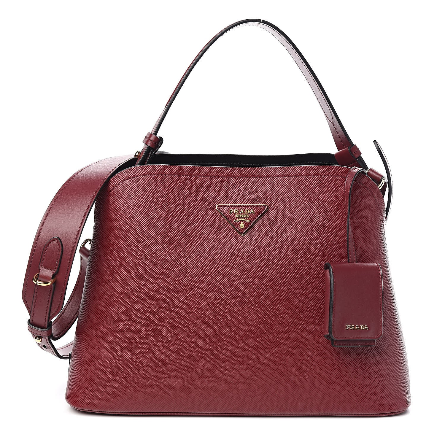 Prada Saffiano Cuir Small Matinee Tote Cherry Black 1 of 9