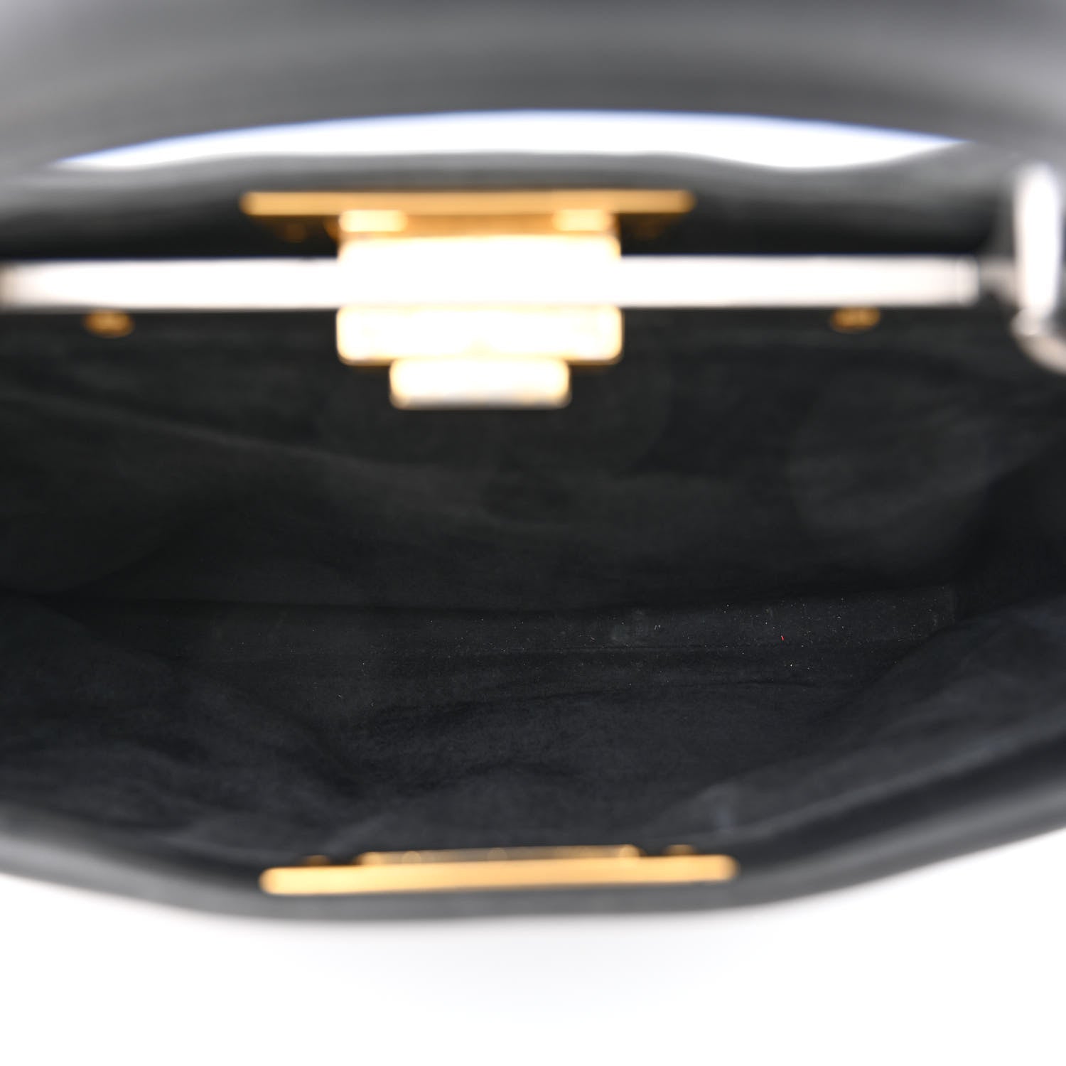 Fendi Vitello Suede Medium Peekaboo Iconic Satchel Black 6 of 11