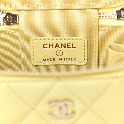 Chanel Caviar Quilted Mini Vanity Case With Chain Yellow 6 of 10