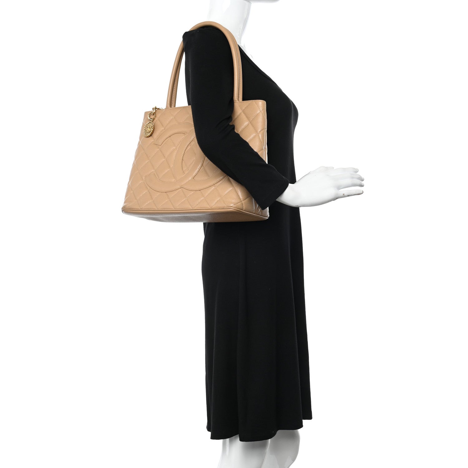Chanel Caviar Quilted Medallion Tote Beige 2 of 10