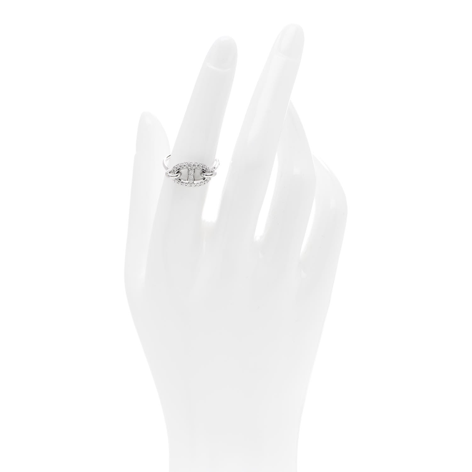 Hermes 18K White Gold Diamond New Farandole Ring 53 6.5 2 of 5
