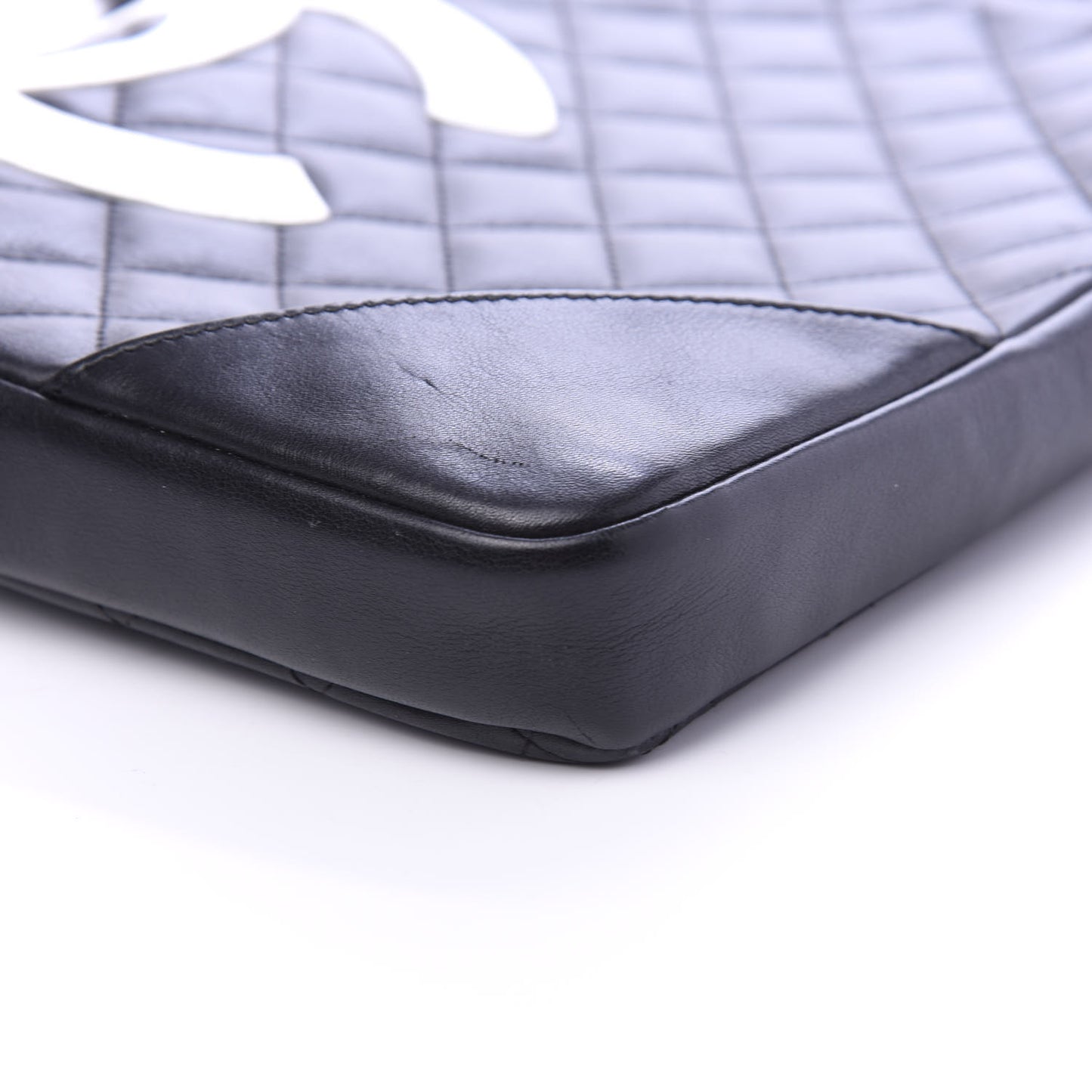 Calfskin Quilted Medium Cambon Messenger Black White