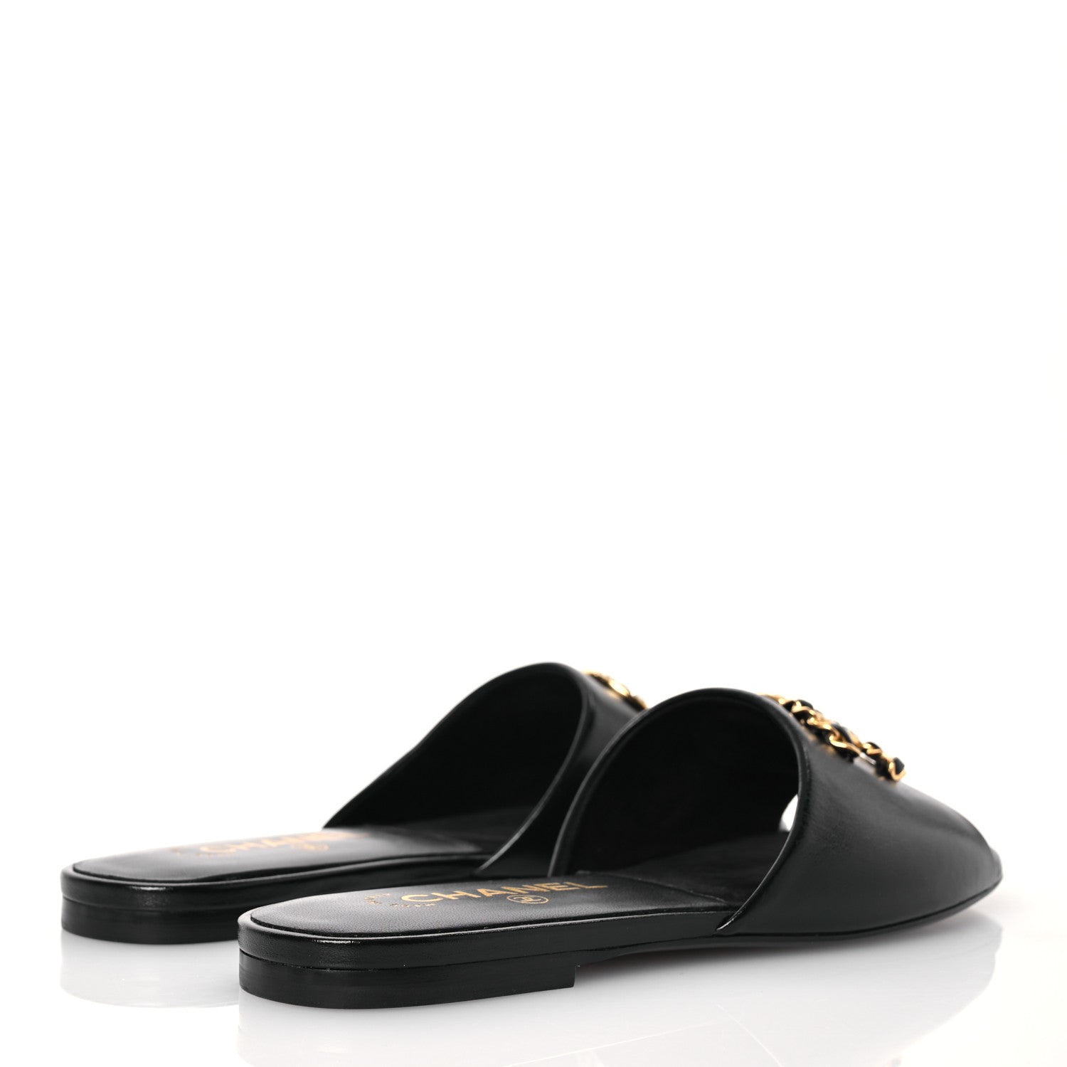 Chanel Shiny Calfskin Crystal CC Sandals 37 Black 4 of 10
