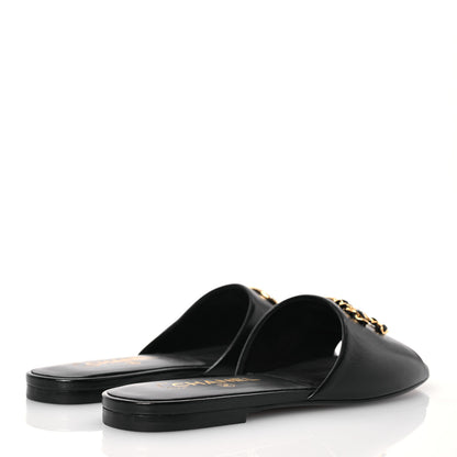 Chanel Shiny Calfskin Crystal CC Sandals 37 Black 4 of 10