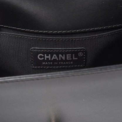 Chanel Calfskin Quilted Medium Boy Top Handle Flap Black 6 of 12