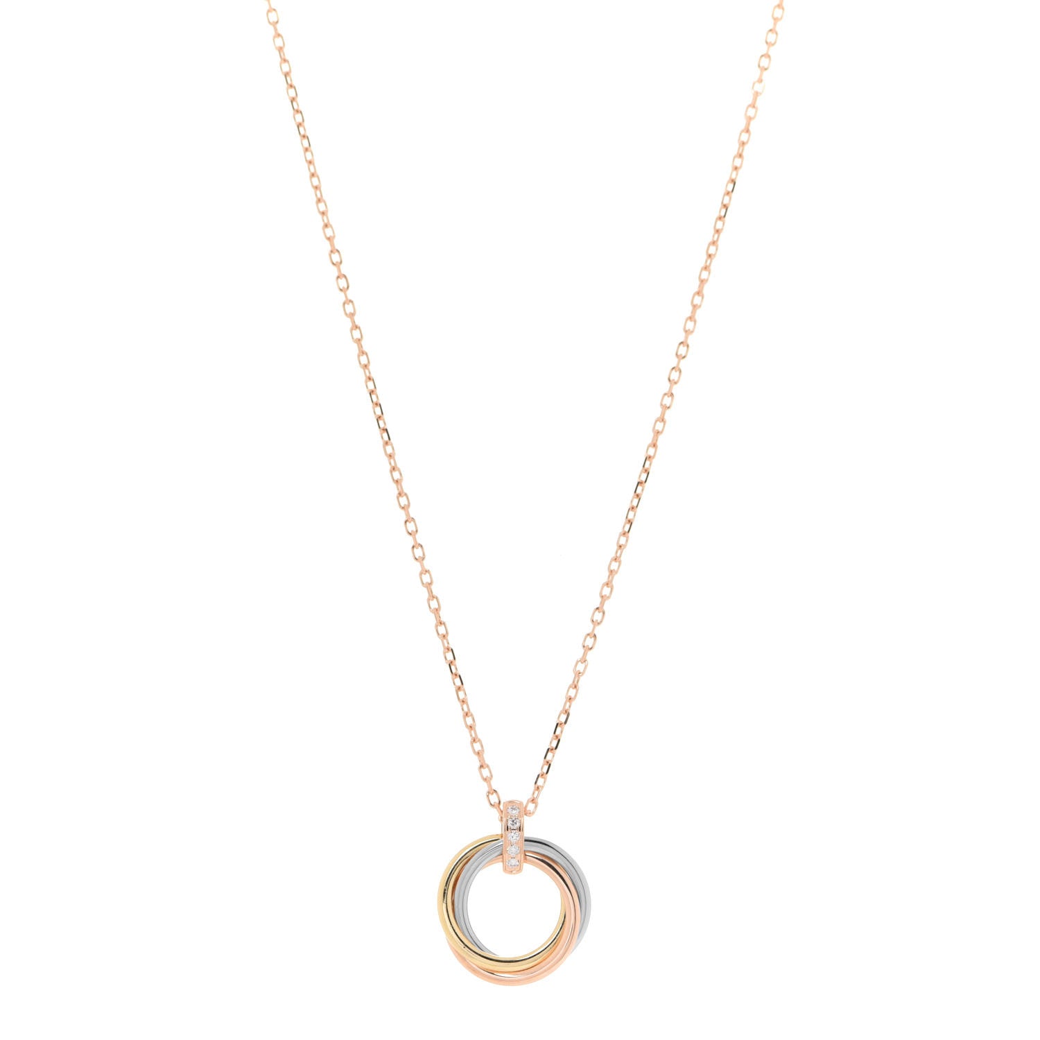 Cartier 18K Pink White Yellow Gold Diamond Trinity Pendant Necklace 1 of 6