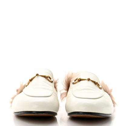 Gucci Malaga Kid Fur Womens Princetown Slippers 40 Dusty White Naturale 2 of 8