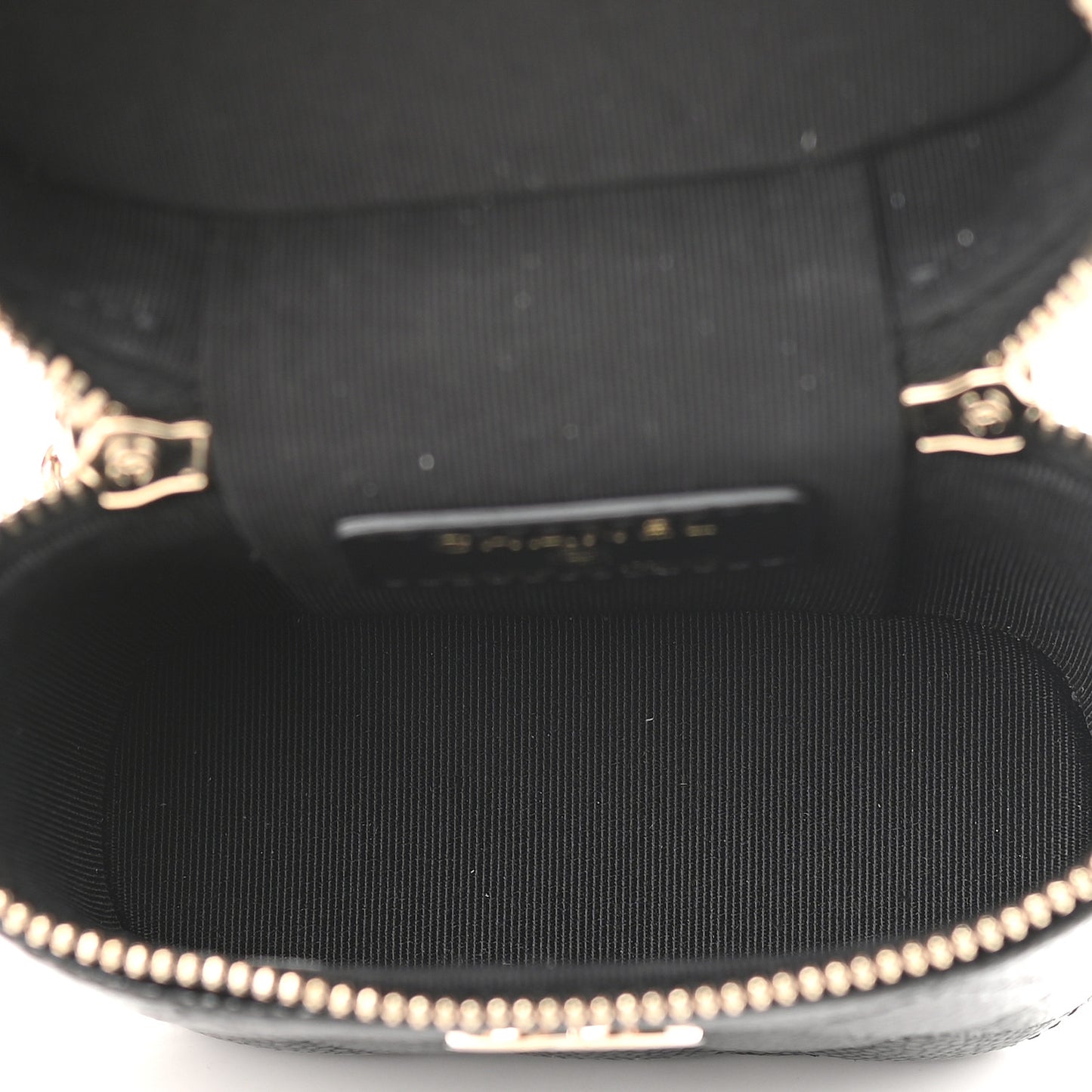 Caviar Quilted Small Handle With Care Vanity Case With Chain Black