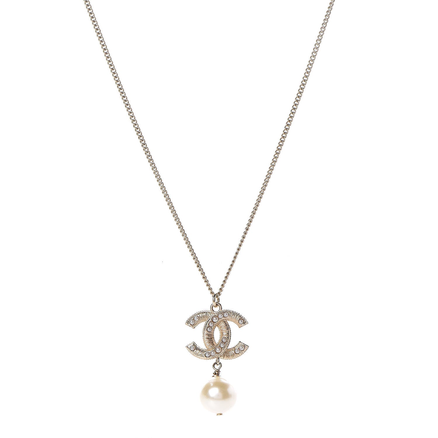 Chanel Pearl CC Drop Necklace Gold 1 of 6