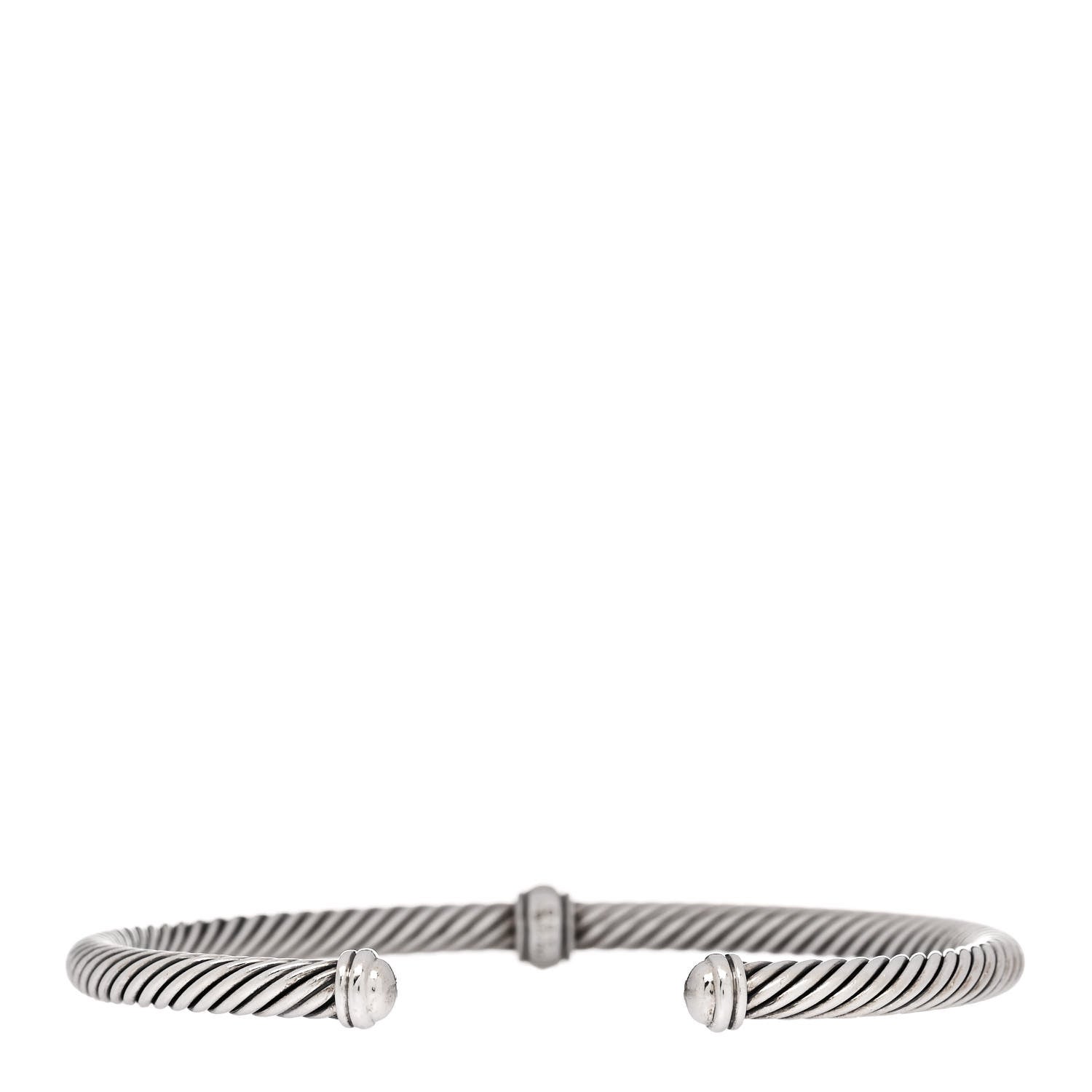 David Yurman Sterling Silver 18K Yellow Gold 4mm Station Cable Bracelet 2 of 3