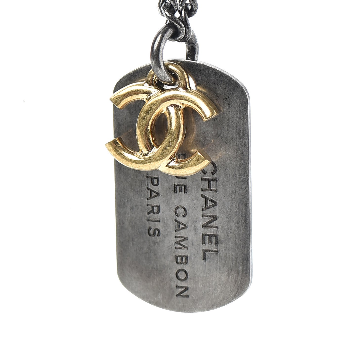Ruthenium ID Dog Tag Charm Necklace Silver Gold
