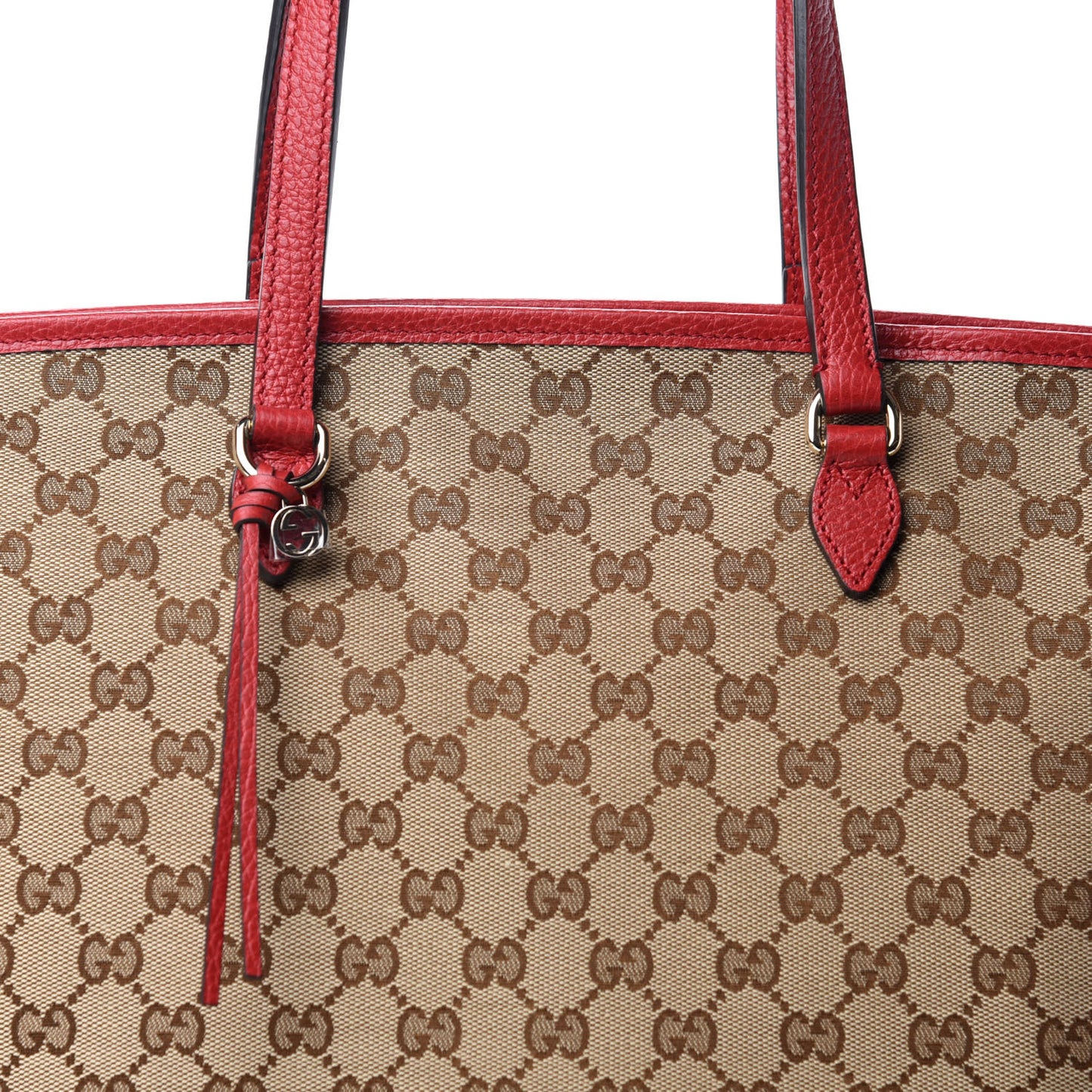 Monogram Bree Zippered Tote Beige Red