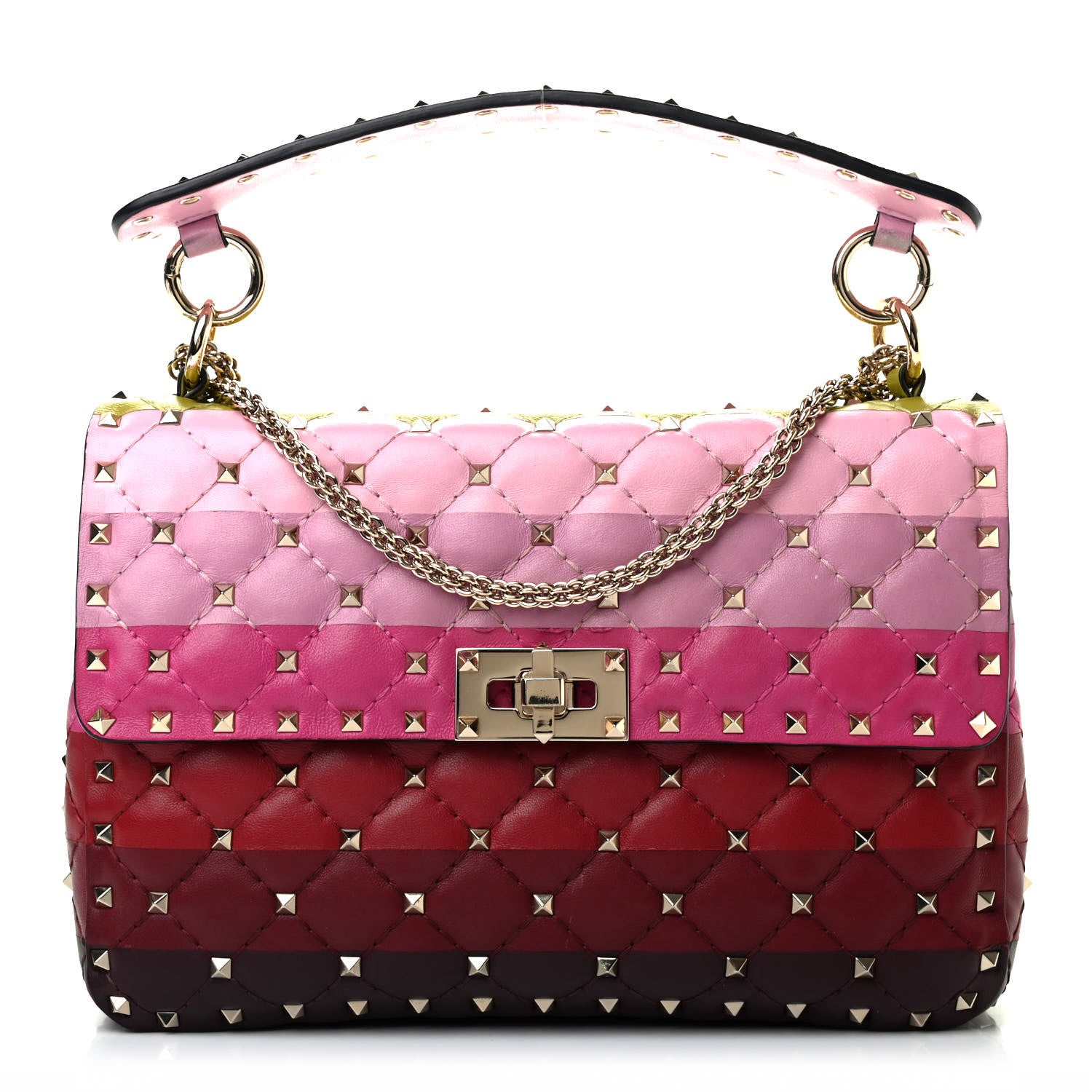 Valentino Garavani Lambskin Stripe Intarsia Medium Rockstud Spike Shoulder Bag Multicolor 1 of 8