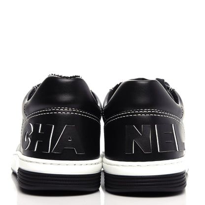 Chanel Calfskin Womens Logo Sneakers 37 Black White 7 of 11