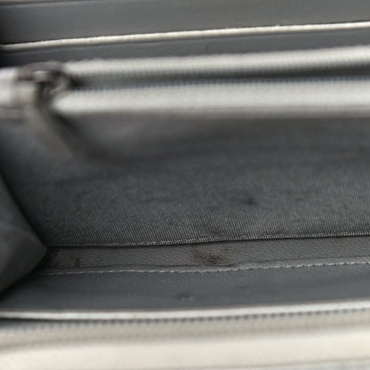 Chanel Metallic Caviar Chevron Quilted Boy Small Zip Around Wallet Silver 14 of 17