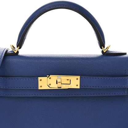 Hermes Chevre Mysore Mini Kelly Sellier 20 Bleu Royal 8 of 11