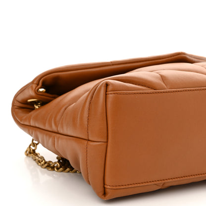 Saint Laurent Lambskin Quilted Small Loulou Puffer Monogram Chain Satchel Dark Honey 10 of 11