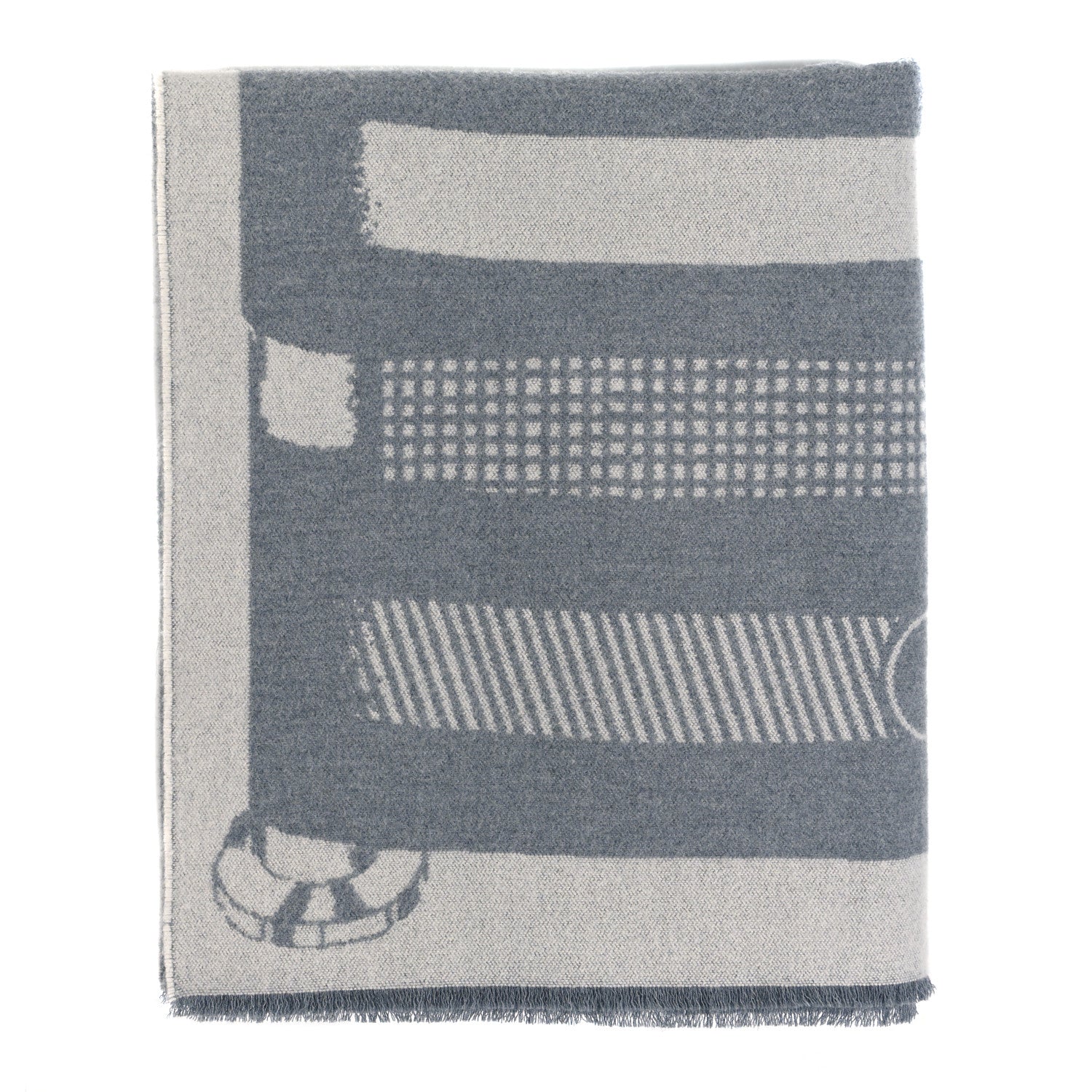 Hermes Wool Les Sangles Blanket Galet 1 of 3