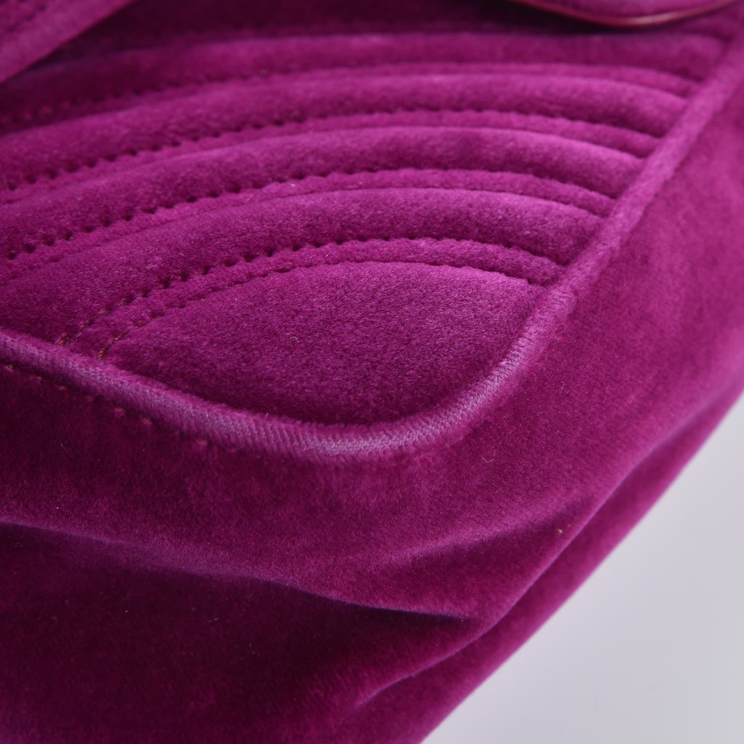 Gucci Velvet Matelasse Small GG Marmont Shoulder Bag Fuchsia Violet Cyclamen 10 of 12