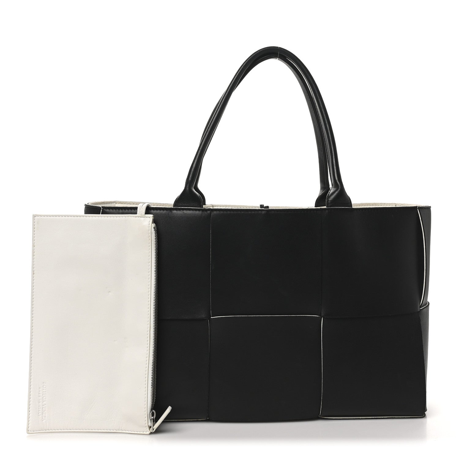 Bottega Veneta Nappa Maxi Intrecciato Medium Arco Tote Black White 3 of 11