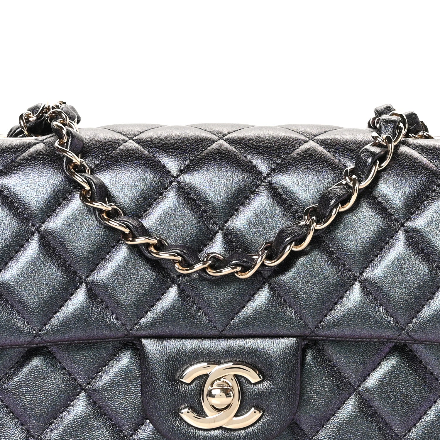 Chanel Iridescent Lambskin Quilted Mini Rectangular Flap Black 8 of 10